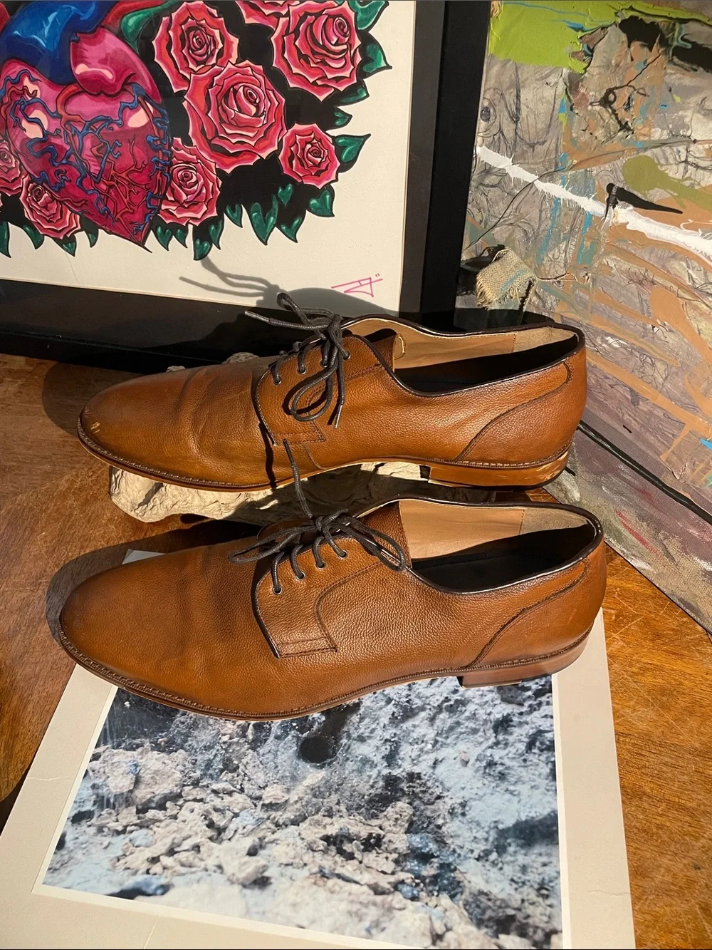 Gordon Rush Brown Pebbled Leather Derby Shoes